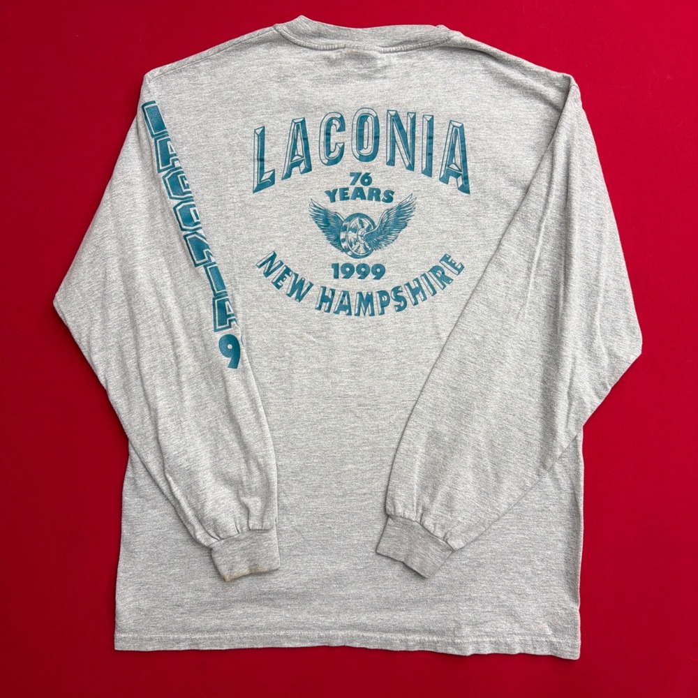 Vintage‎ 1999 Laconia Bike Week Hanes Beefy-T Long Sleeve Shirt Gray Mens Large